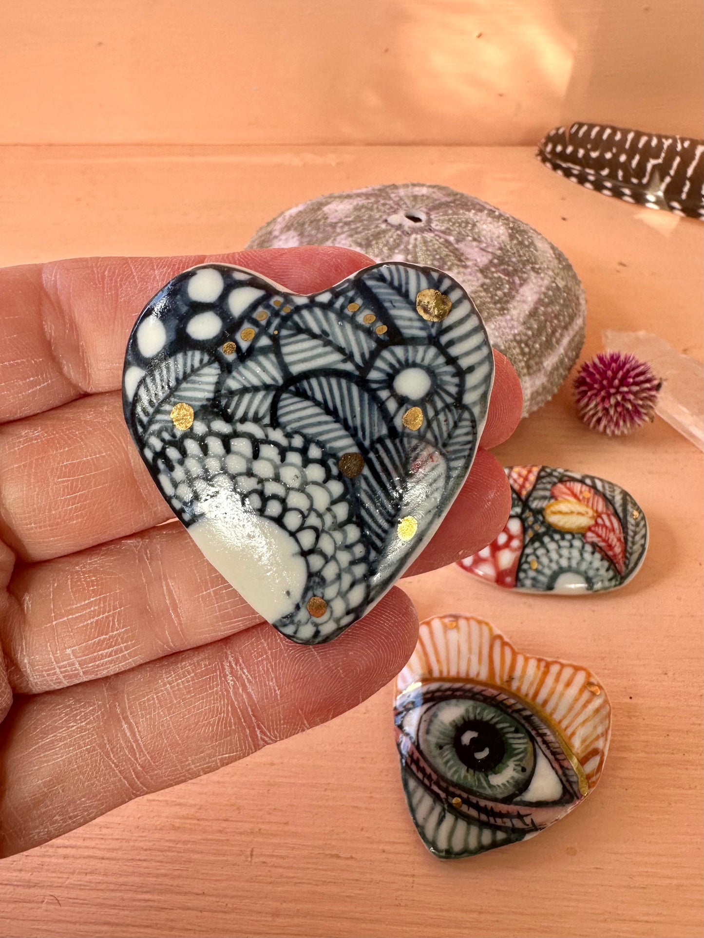 handpainted porcelain/ ceramic brooch, choose one