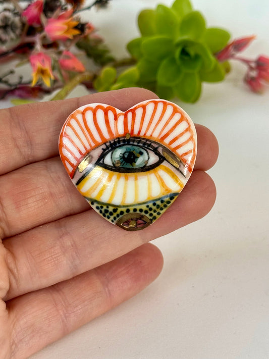 ‘The protective eye’ Hand Painted Porcelain Brooch