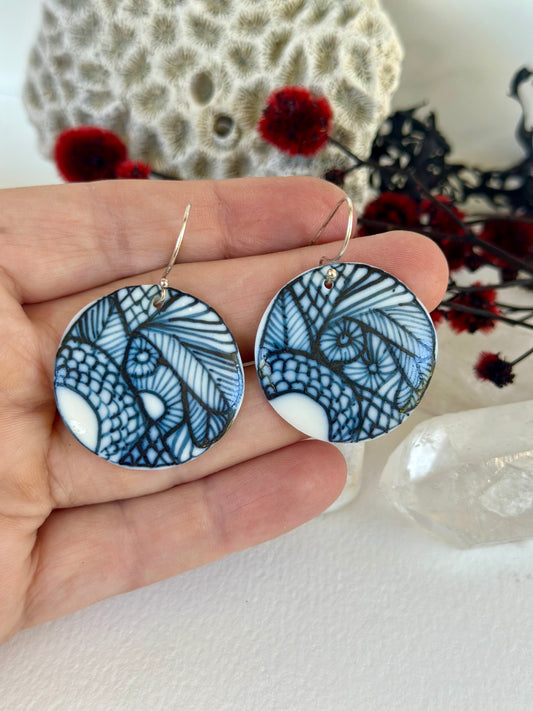 Hand Painted Porcelain ‘Seafoam’ Earrings