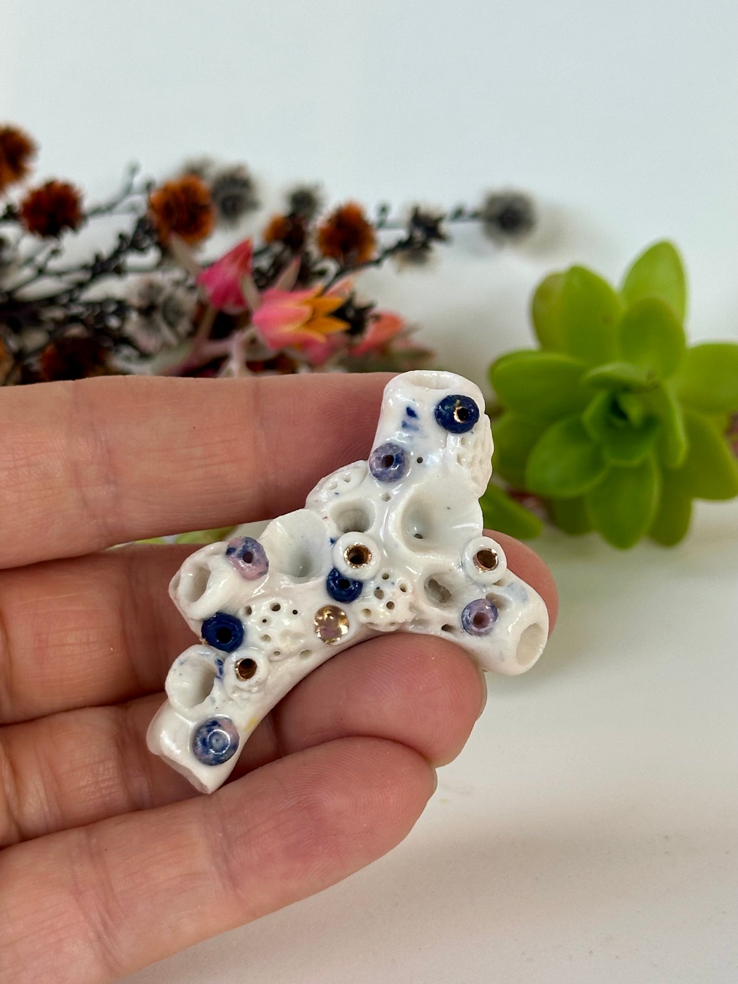 ‘Coral’ Hand Textured Porcelain Brooch