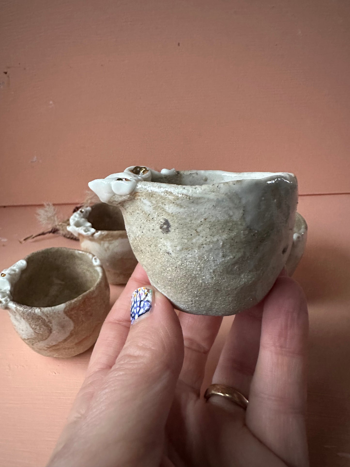 Mini ‘Coral’ mixed clay, hand texted one of a kind cup