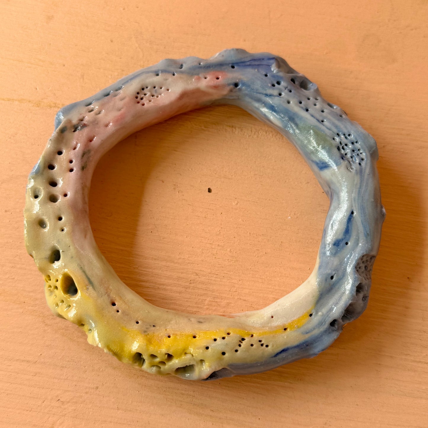 Handmade Multicolour Porcelain Coral Bangle