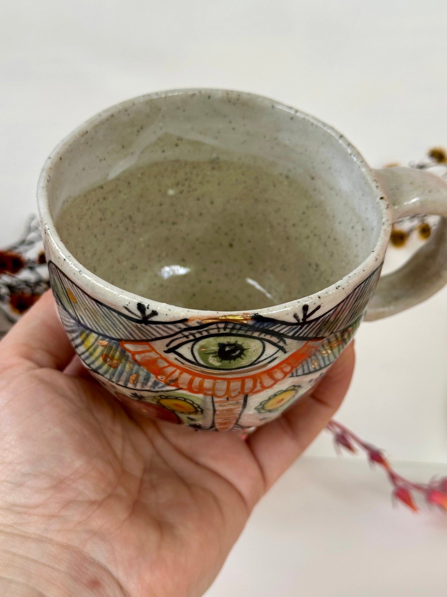 One ‘moth’ hand painted cup