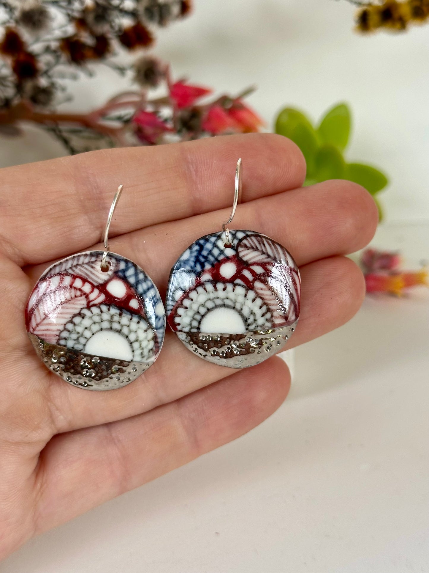 Hand Painted Porcelain ‘Seafoam’ Earrings