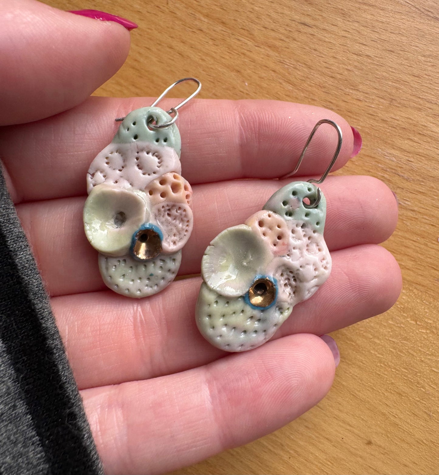 ‘Rock Coral’ Pastel Porcelain Earrings