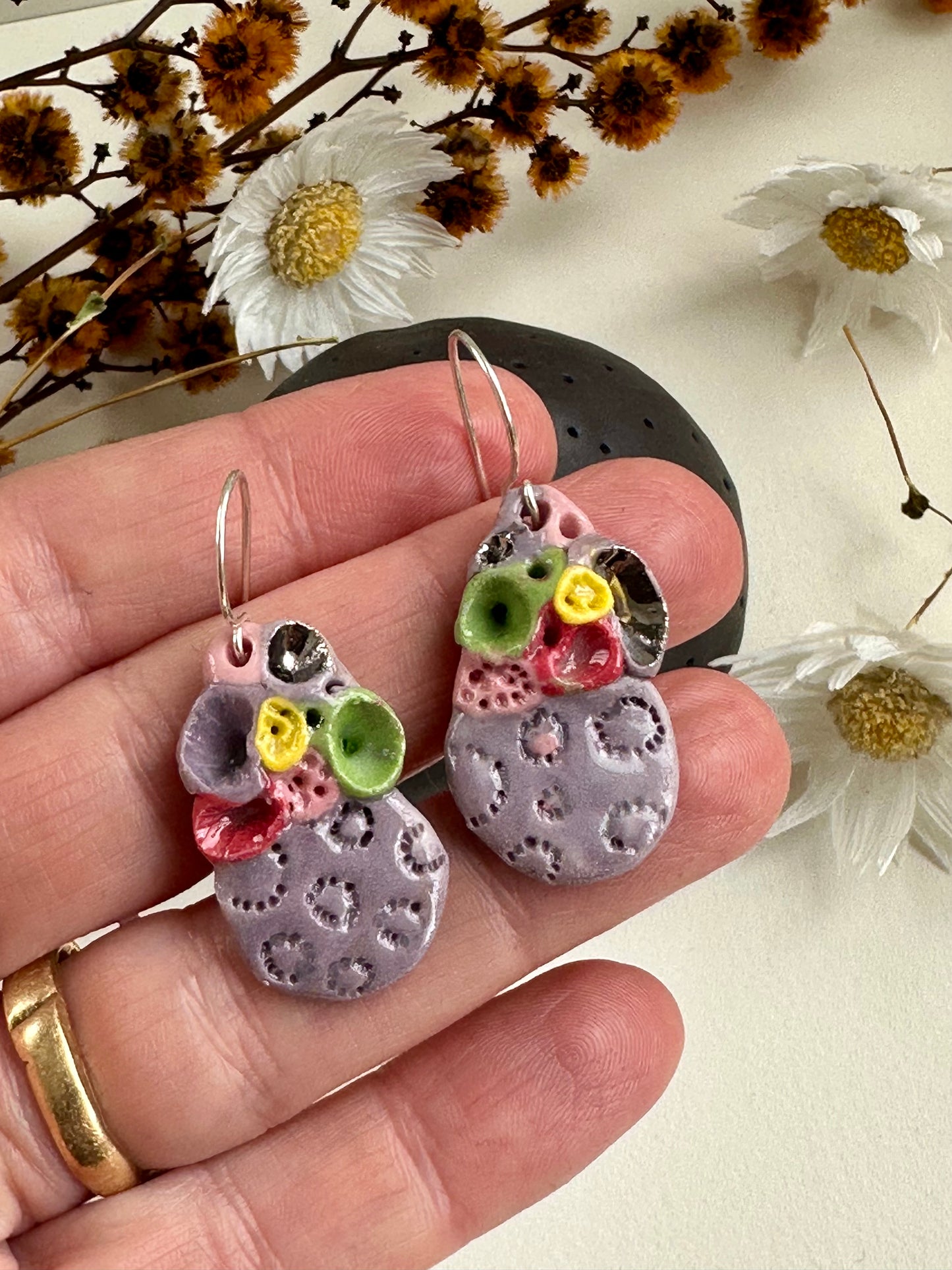 ‘Rock Coral’ coloured porcelain earrings