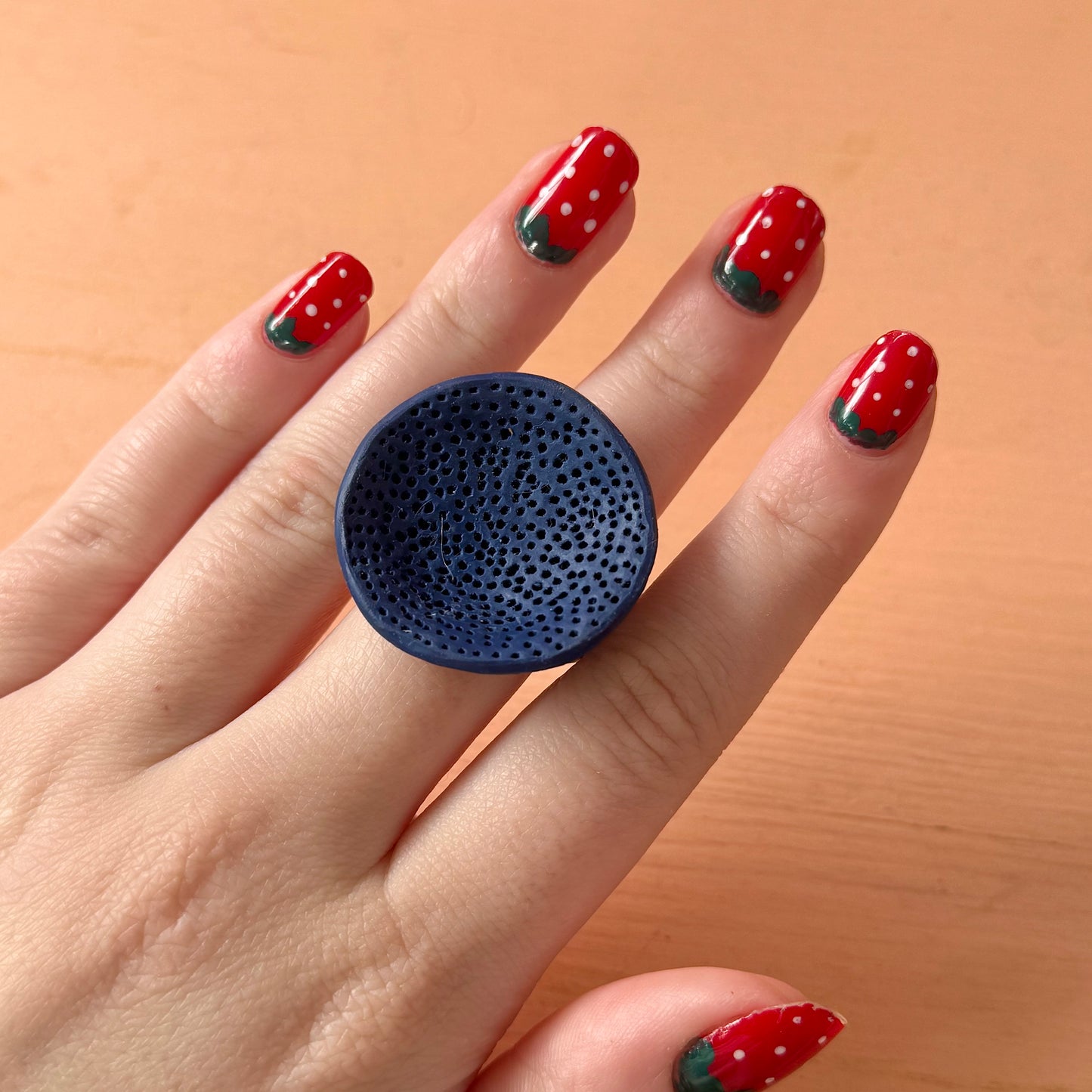 Hand Crafted Indigo Coral Ring size N