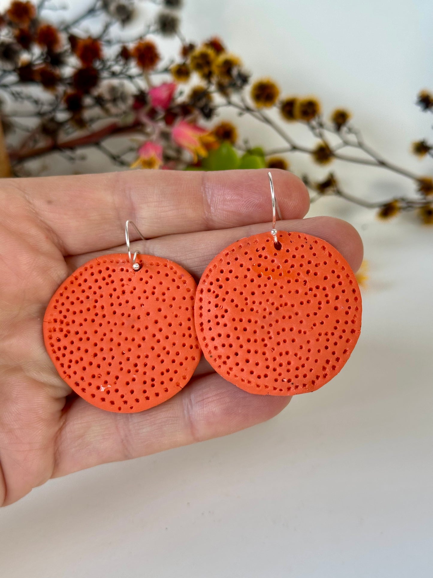 Orange porcelain ‘Coral Dot’ Earrings
