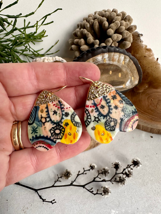 ‘Stars and Cells-Wings’ Porcelain Earrings