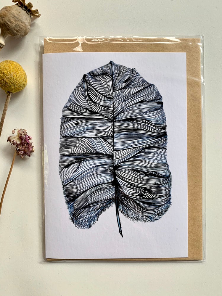 ‘Blue feather’ greeting card