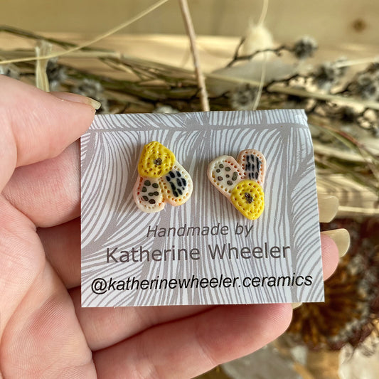 Hand Painted Yellow ‘Wings’ Studs ~ Pick a Pair