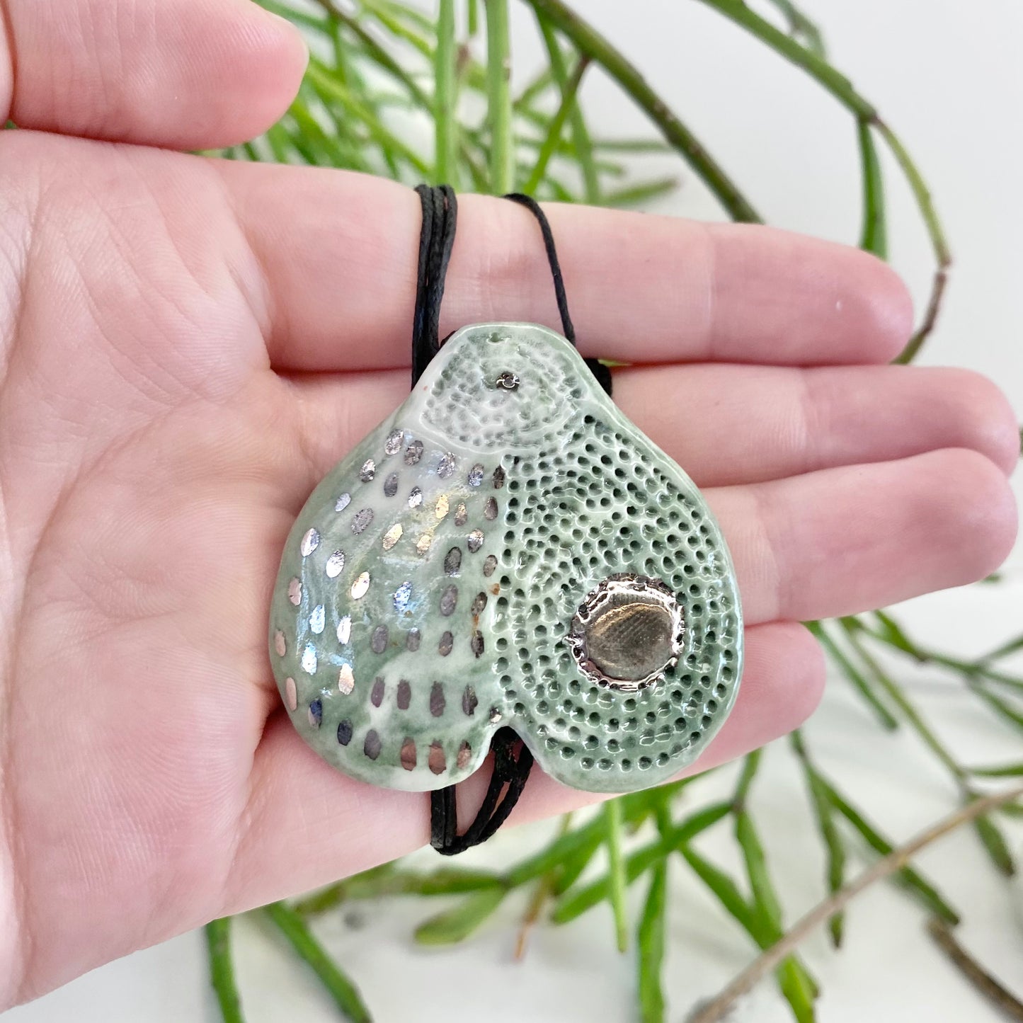 Hand Painted ‘Wings’ Porcelain Pendant