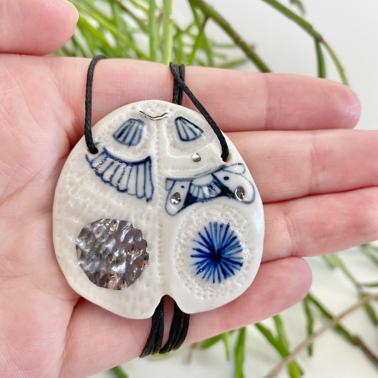 Hand Painted ‘Wings’ Porcelain Pendant