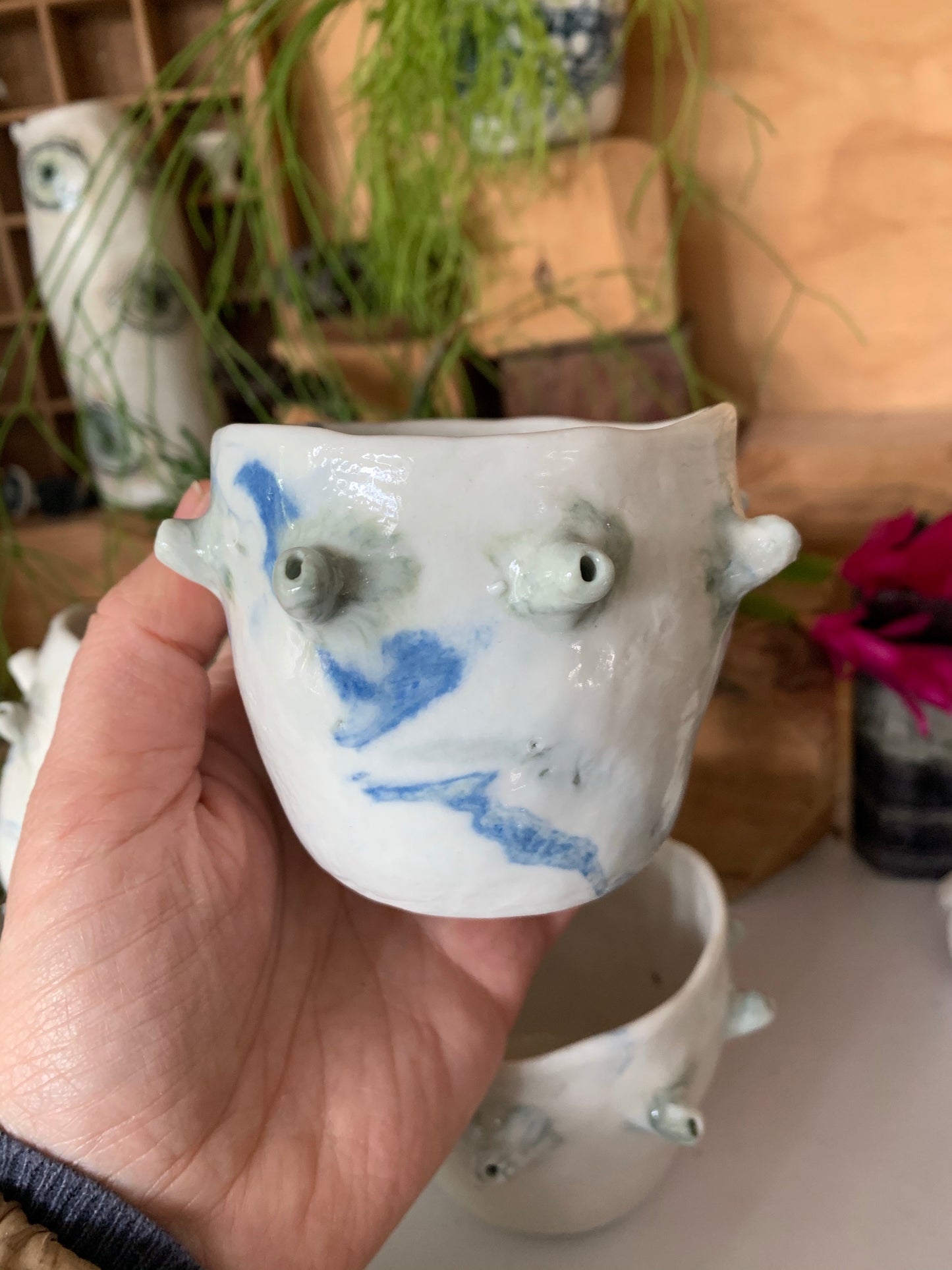 One ‘Urchin’ marbled porcelain hand formed cup