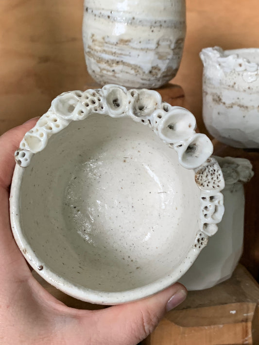 ‘Coral’ mixed clay, hand texted one of a kind cup