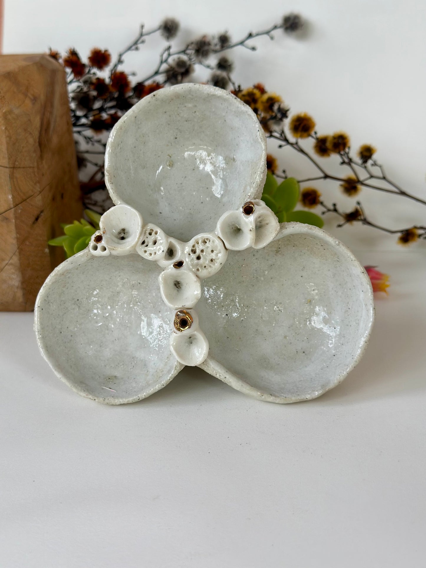 Hand formed ceramic ‘rock coral’ Trinket Dish