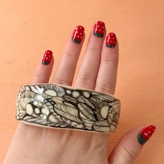 Hand Painted Sepia Porcelain Bangle