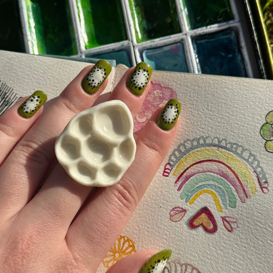 Tear Drop Paint Palette Porcelain Ring size N