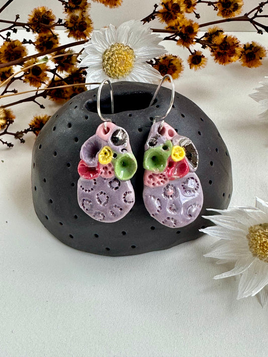 ‘Rock Coral’ coloured porcelain earrings