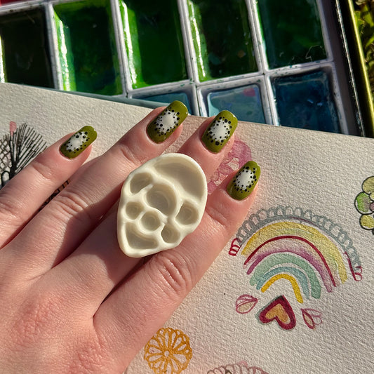 Tear Drop Paint Palette Porcelain Ring size N