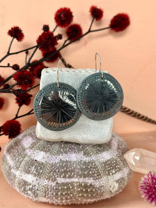 Grey with silver ‘star' porcelain earrings