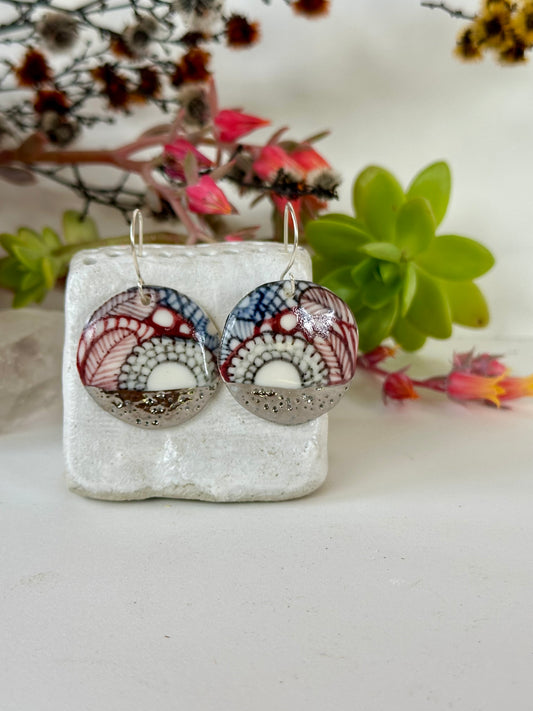 Hand Painted Porcelain ‘Seafoam’ Earrings