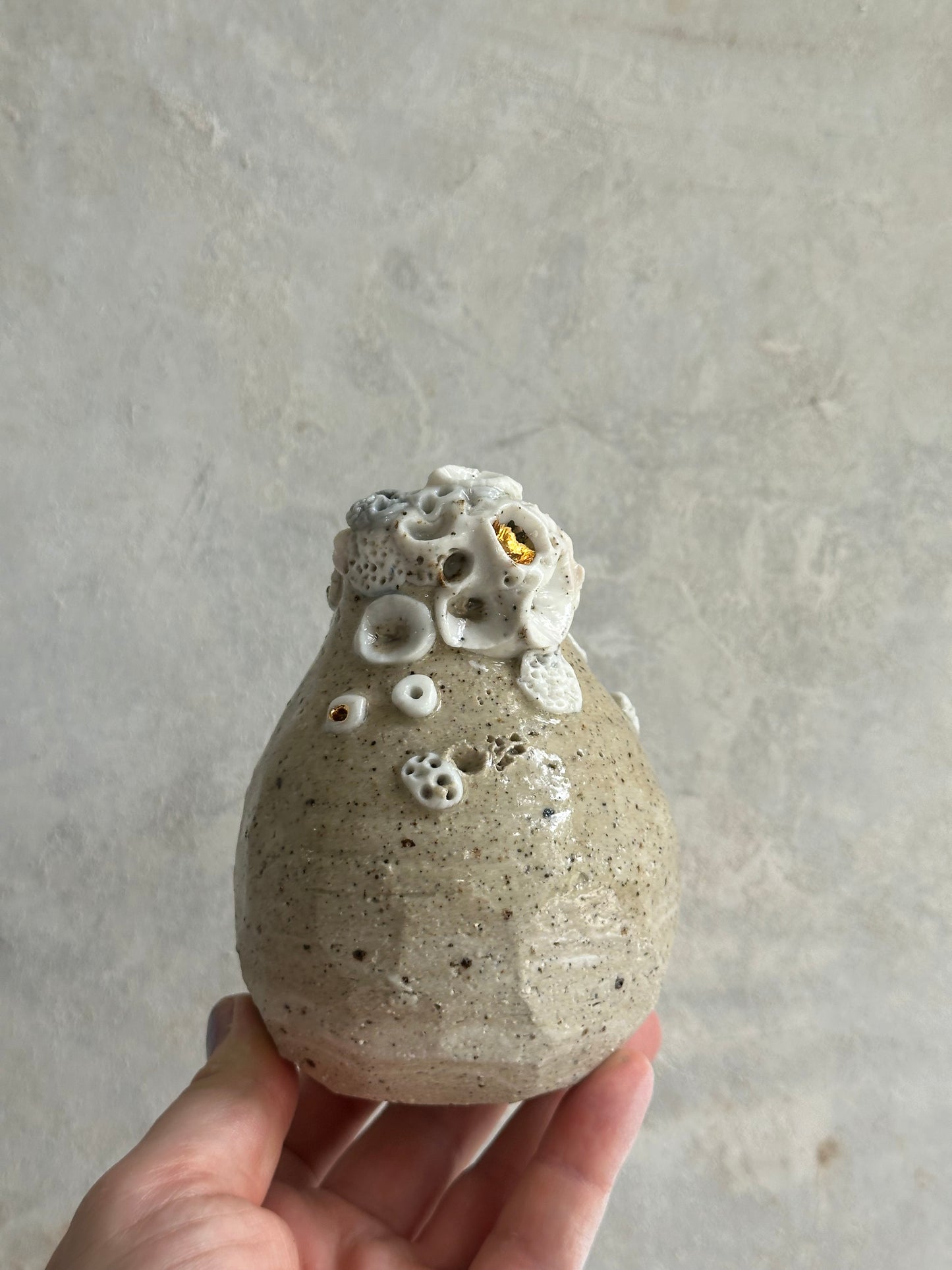 Hand Detailed ‘Coral’ stoneware and pocain Vase