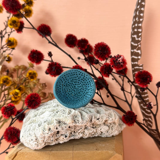 Hand Crafted Green Toned Coral Ring size M