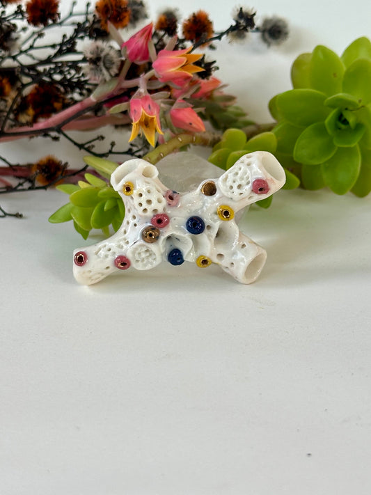 ‘Coral’ Hand Textured Porcelain Brooch