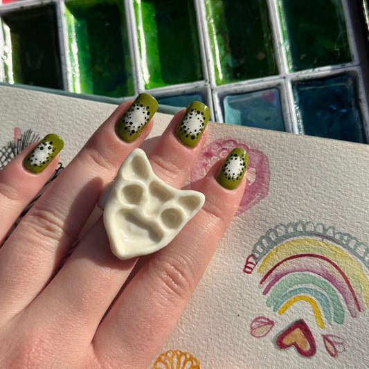 Cat Paint Palette Porcelain Ring size N
