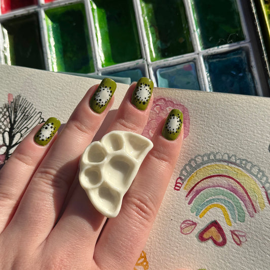 Crescent Paint Palette Porcelain Ring size O