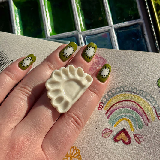 Crescent Paint Palette Porcelain Ring size I