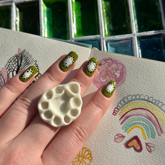 Tear Drop Paint Palette Porcelain Ring size M