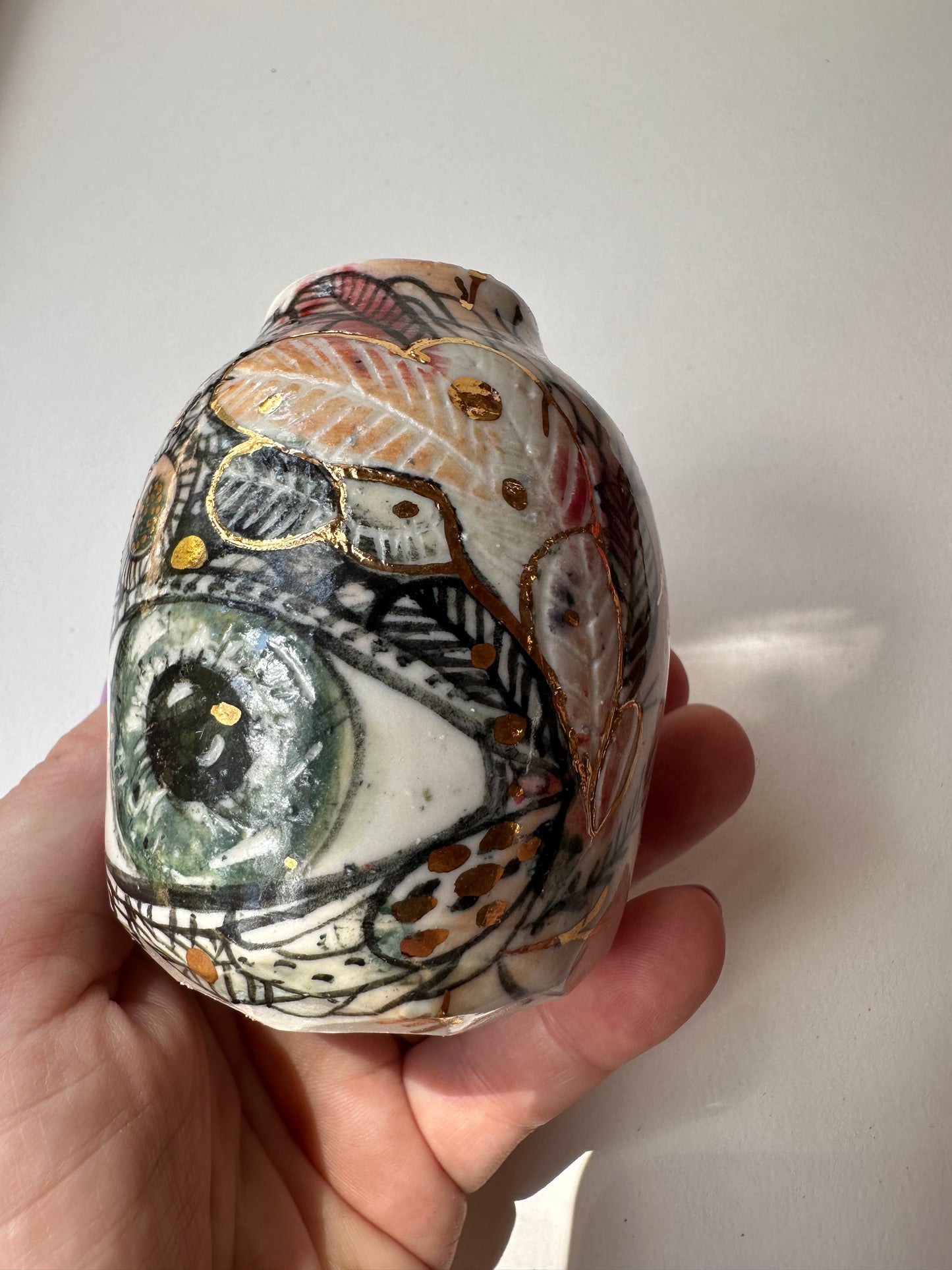 ‘Hand painted ‘the protective eye’ vase