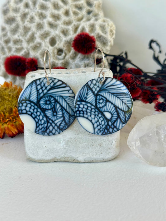 Hand Painted Porcelain ‘Seafoam’ Earrings