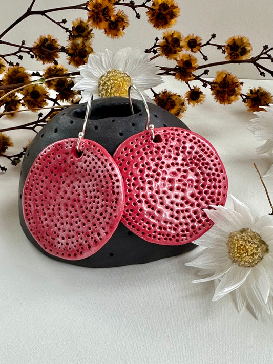 Fuschia porcelain ‘Coral Dot’ Earrings