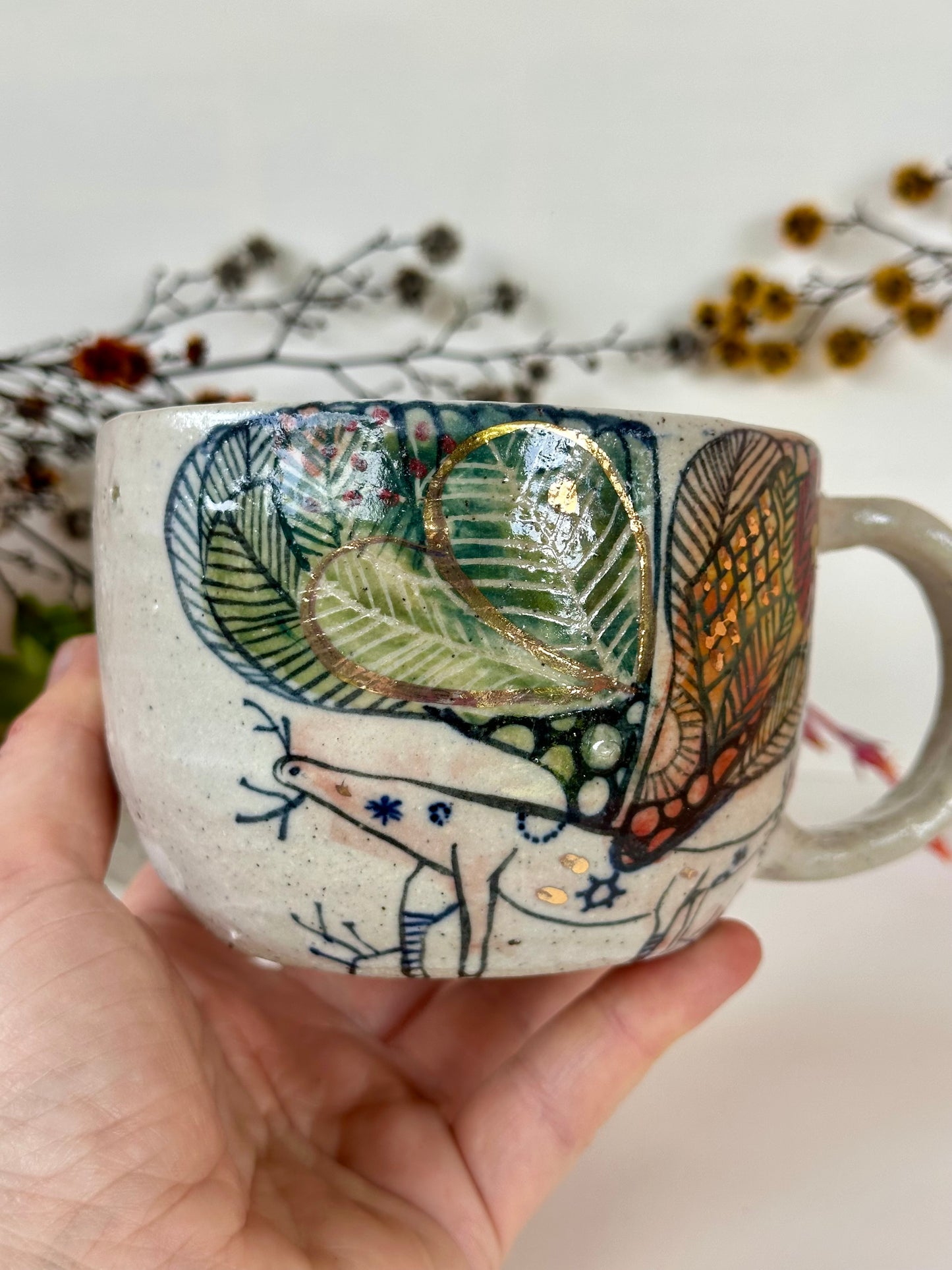 ‘Creature’ hand painted cup