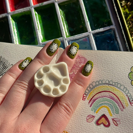 Tear Drop Paint Palette Porcelain Ring size O