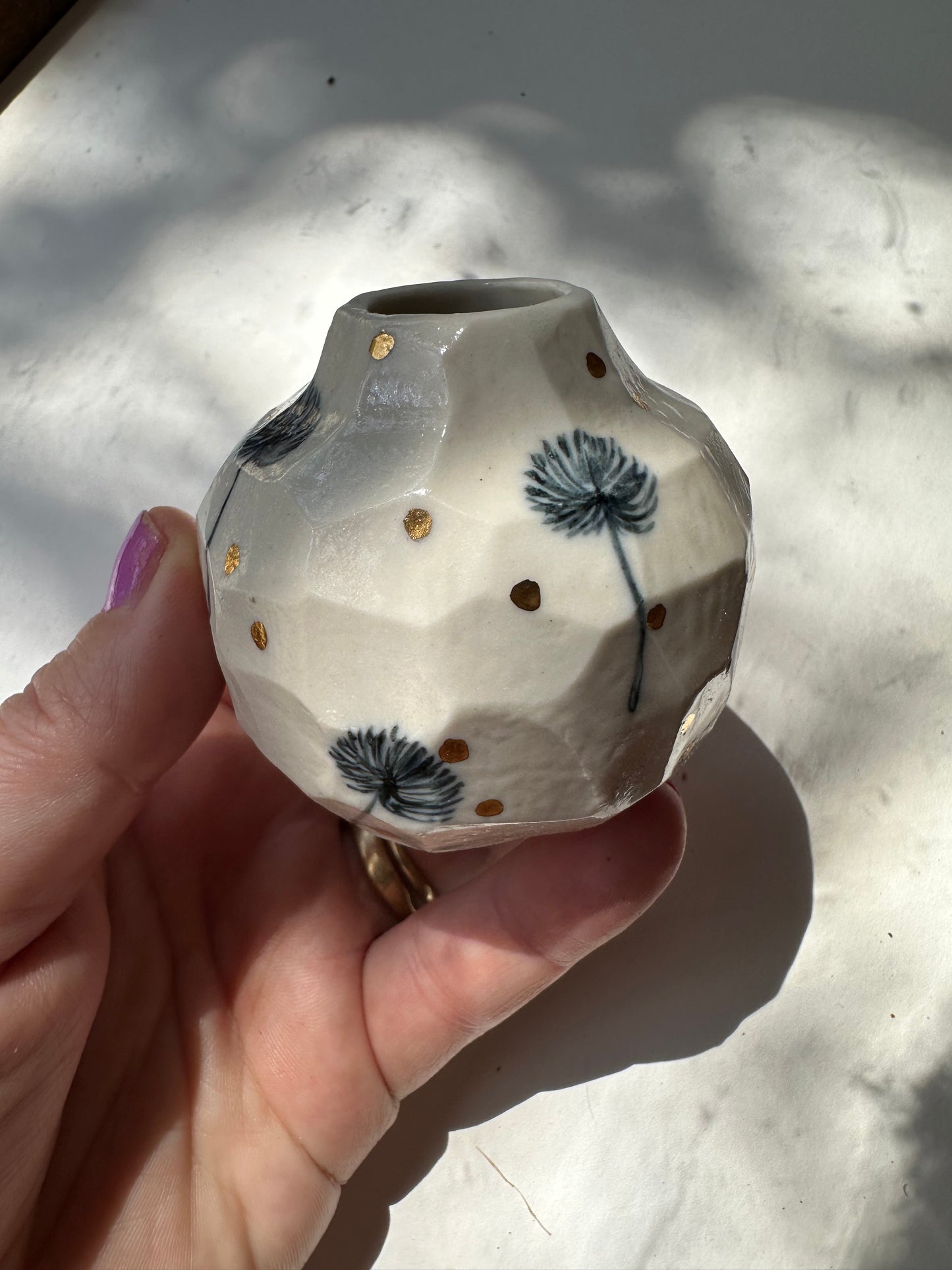 Small Hand Painted ‘dandelion’  Porcelain Vase