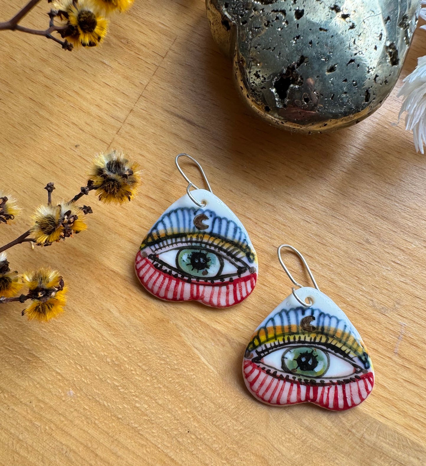 ‘The Protective Eye’ Porcelain Wings Earrings