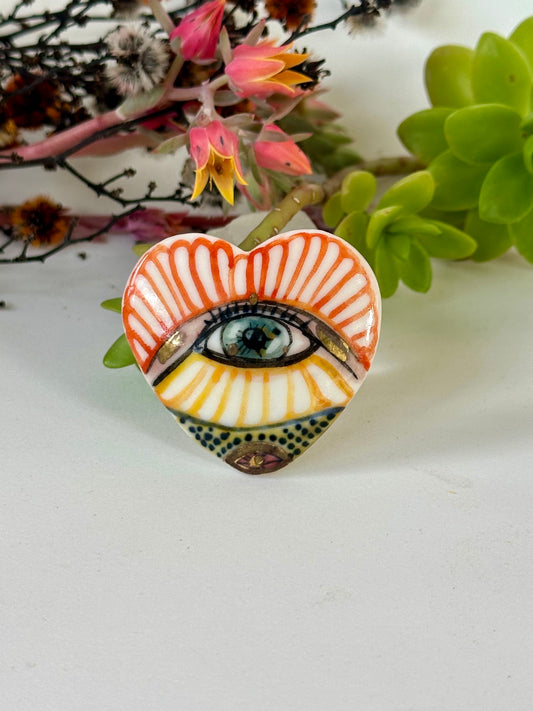 ‘The protective eye’ Hand Painted Porcelain Brooch