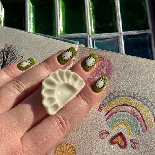 Crescent Paint Palette Porcelain Ring size O