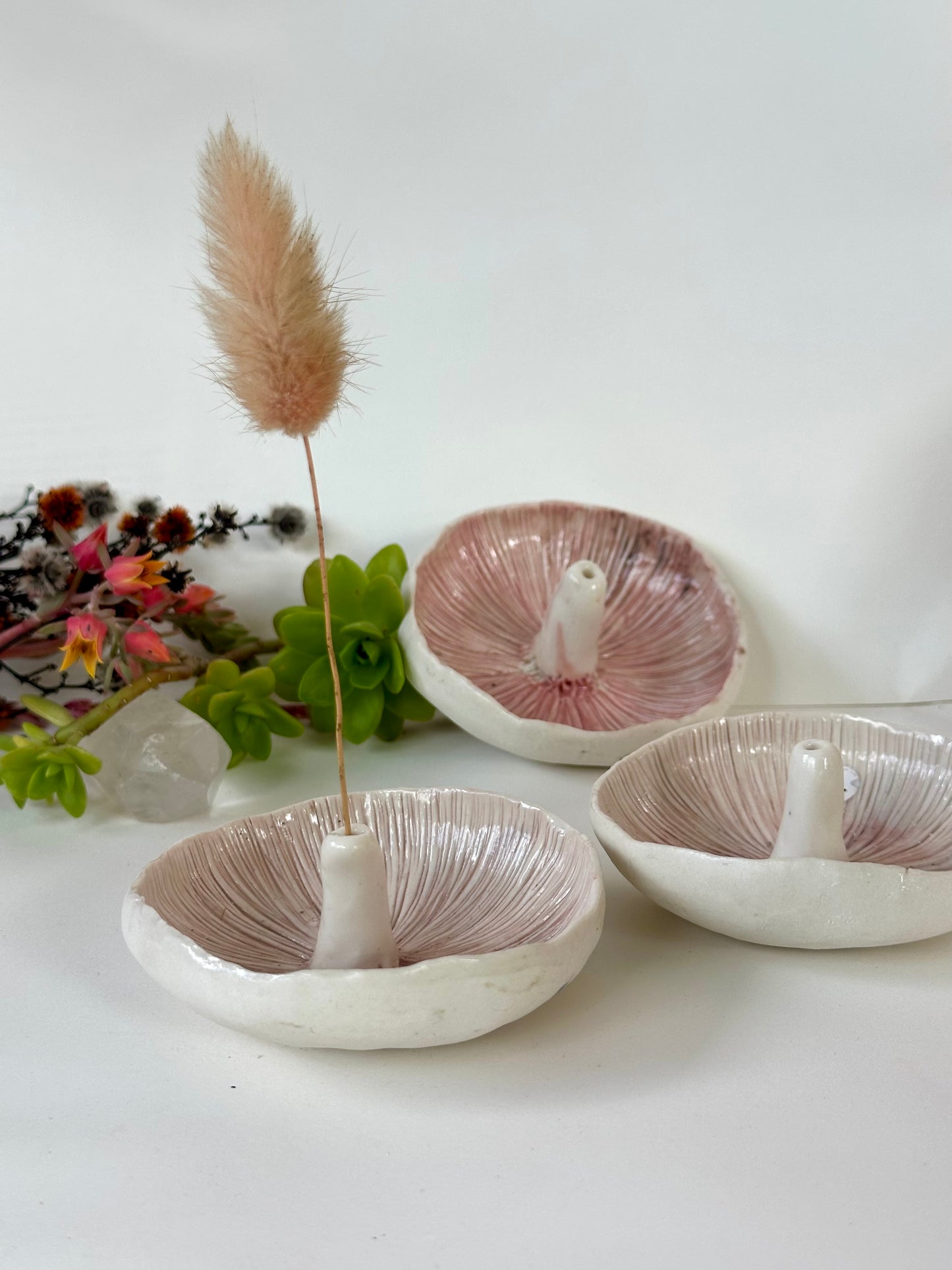 Mushroom incense / flower/ feather holders