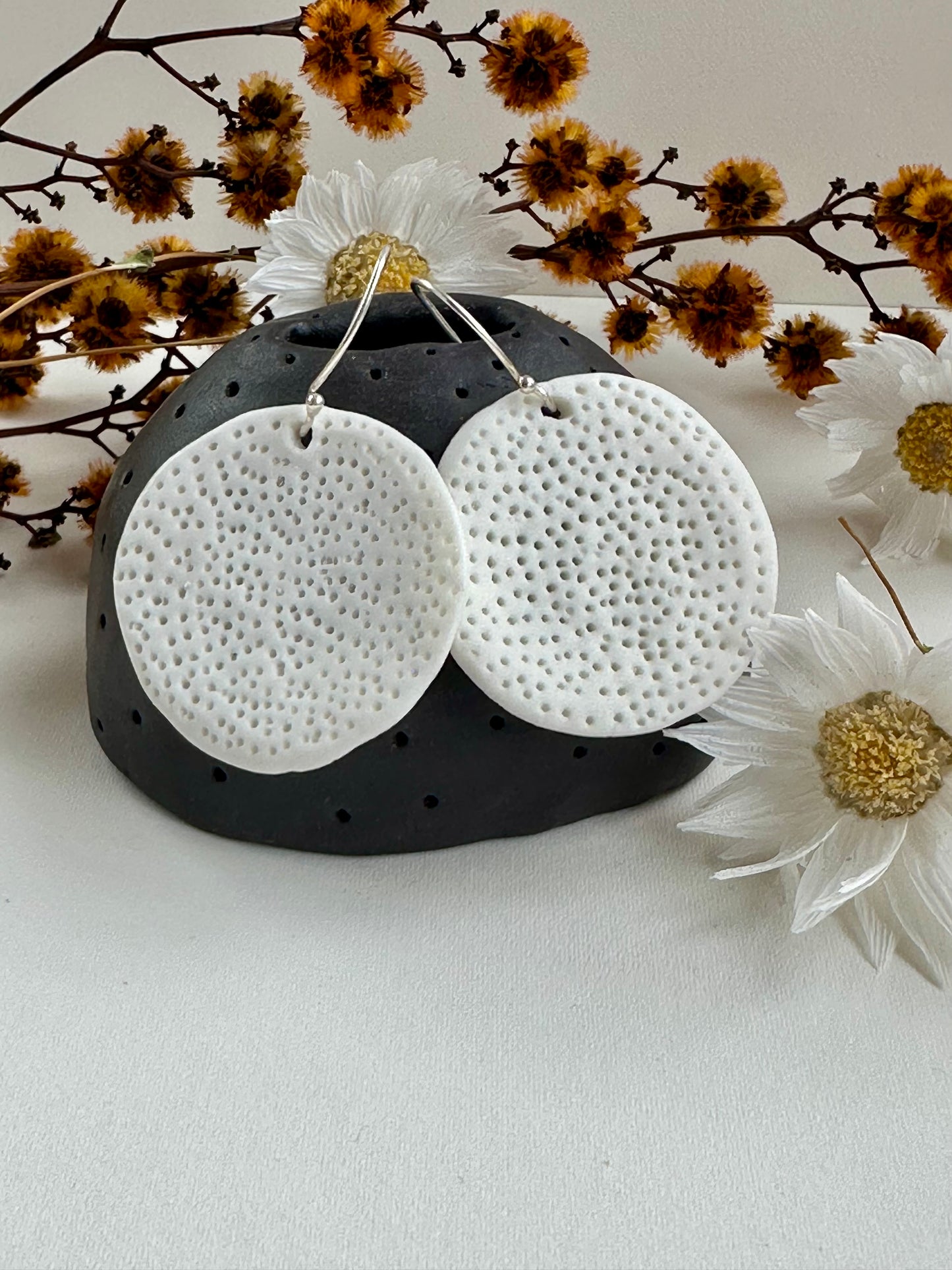 White porcelain ‘Coral Dot’ Earrings