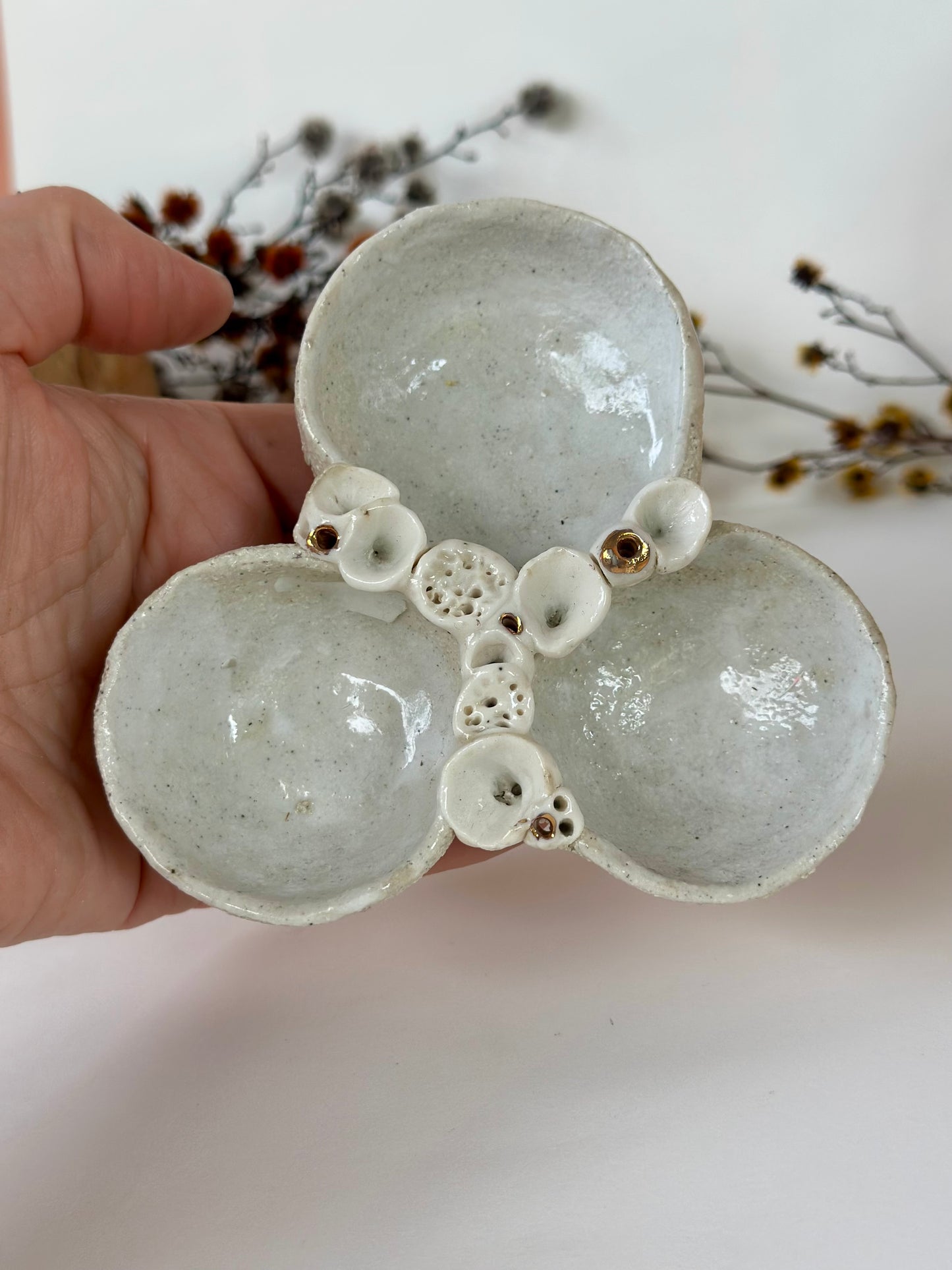 Hand formed ceramic ‘rock coral’ Trinket Dish