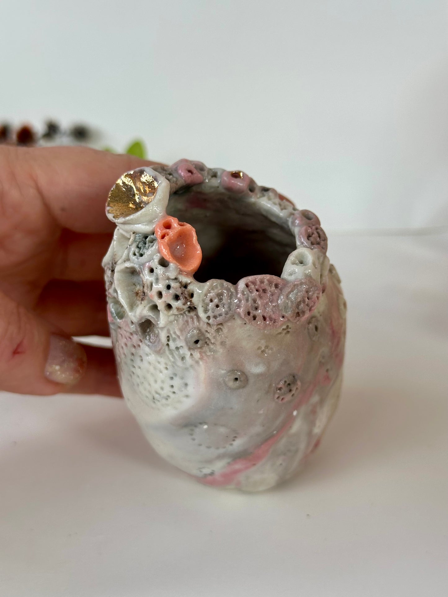 Hand Textured ‘Coral’ Coloured Porcelain Vase