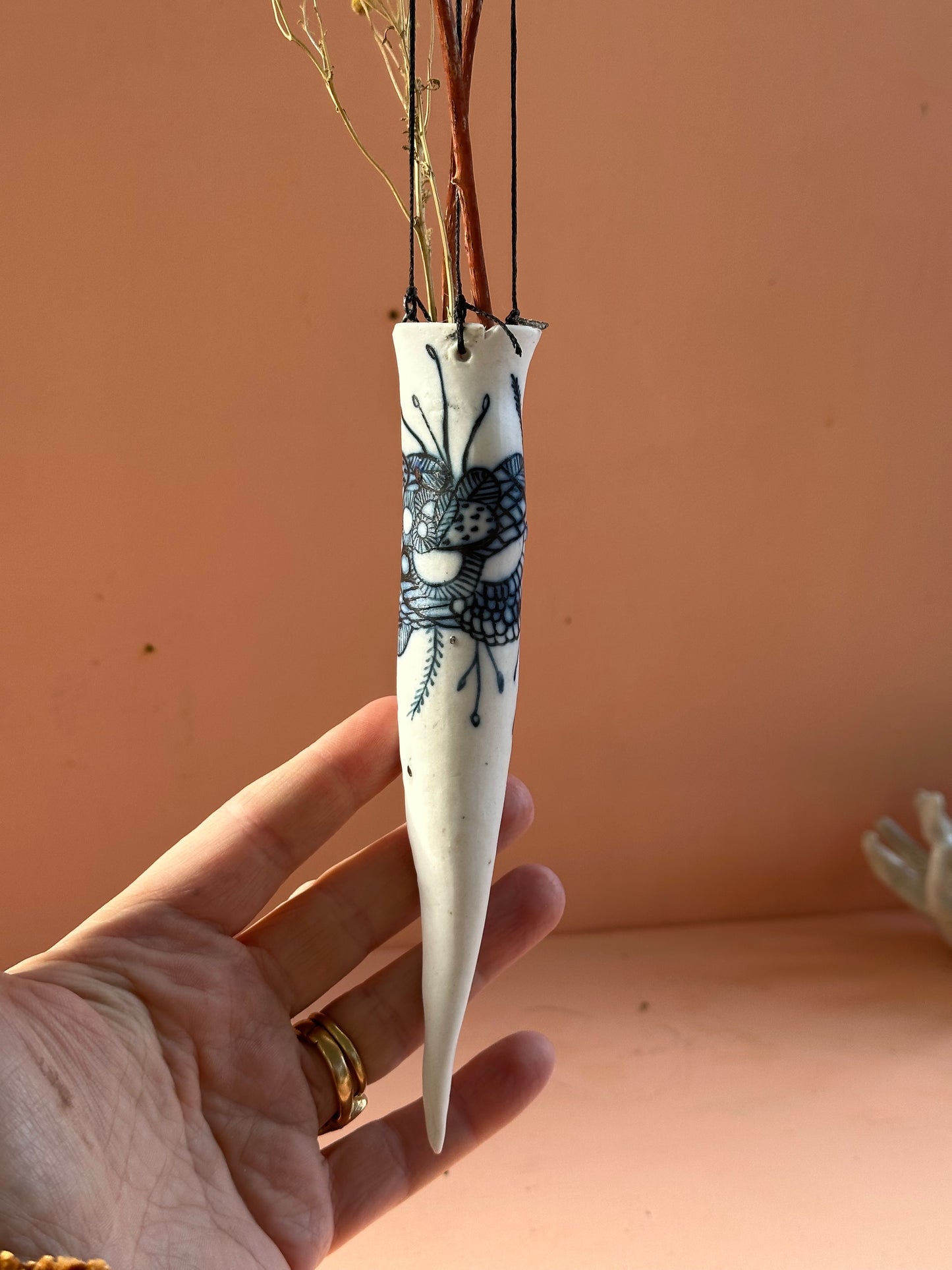 Hanging Hand Painted ‘seafoam ’  Porcelain Pod Vase