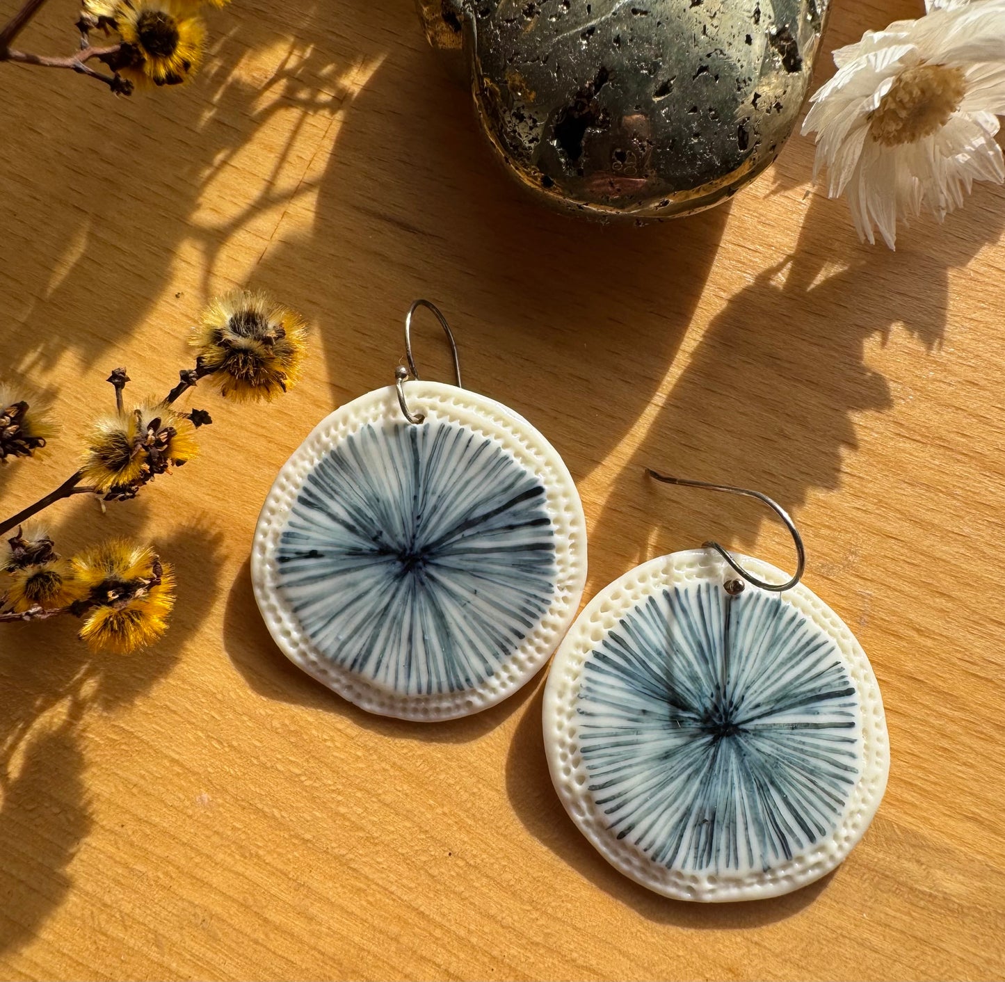 Indigo Designed Porcelain Earrings