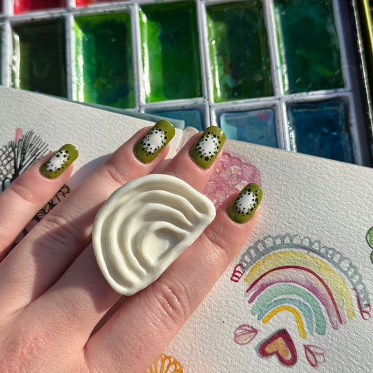 Rainbow Paint Palette Porcelain Ring size R