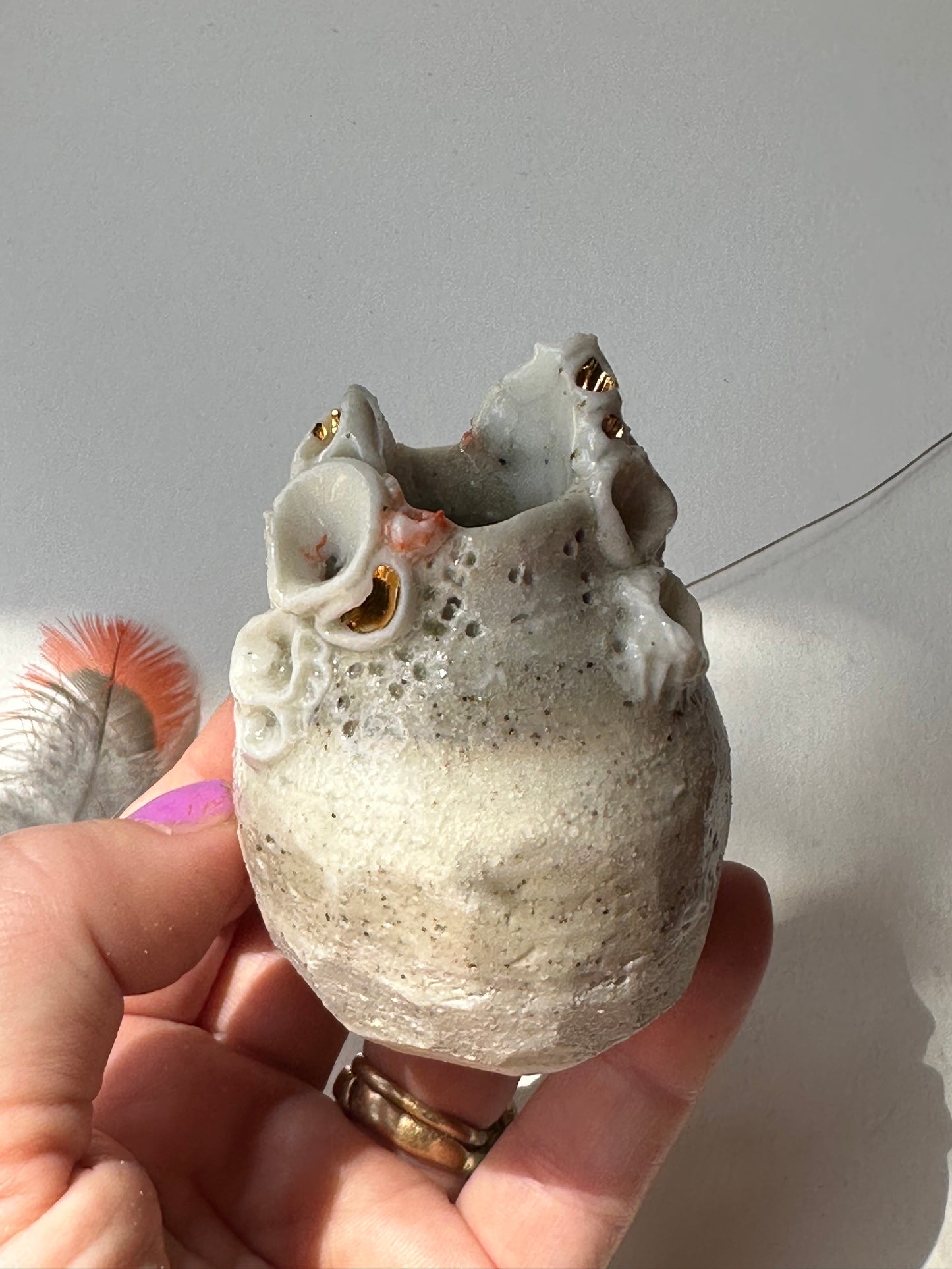 Hand Detailed Coral Porcelain Vase